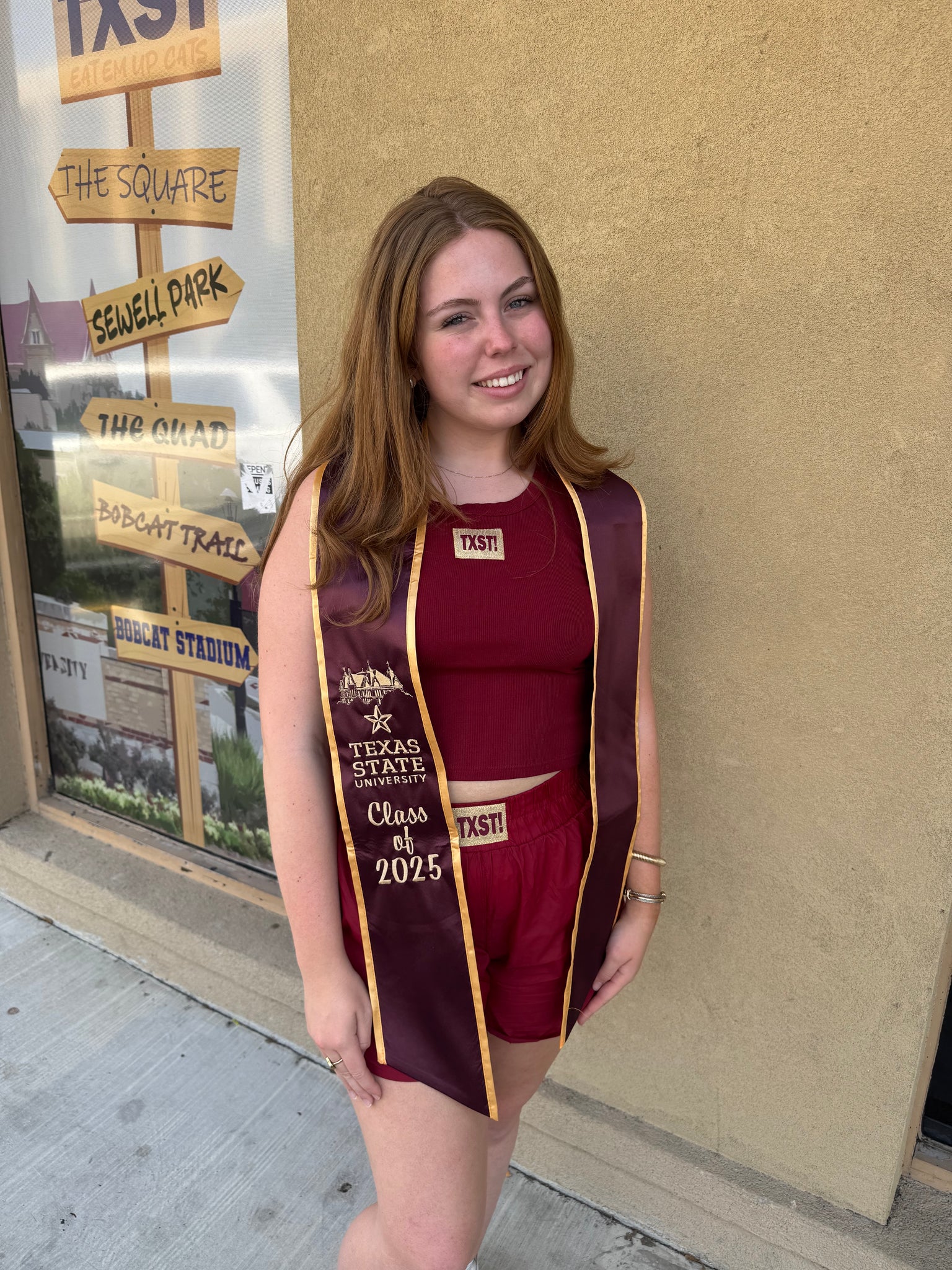 10% OFF!!! 2025 OLD MAIN TEXAS STATE GRAD STOLE +1 CUSTOM ITEM