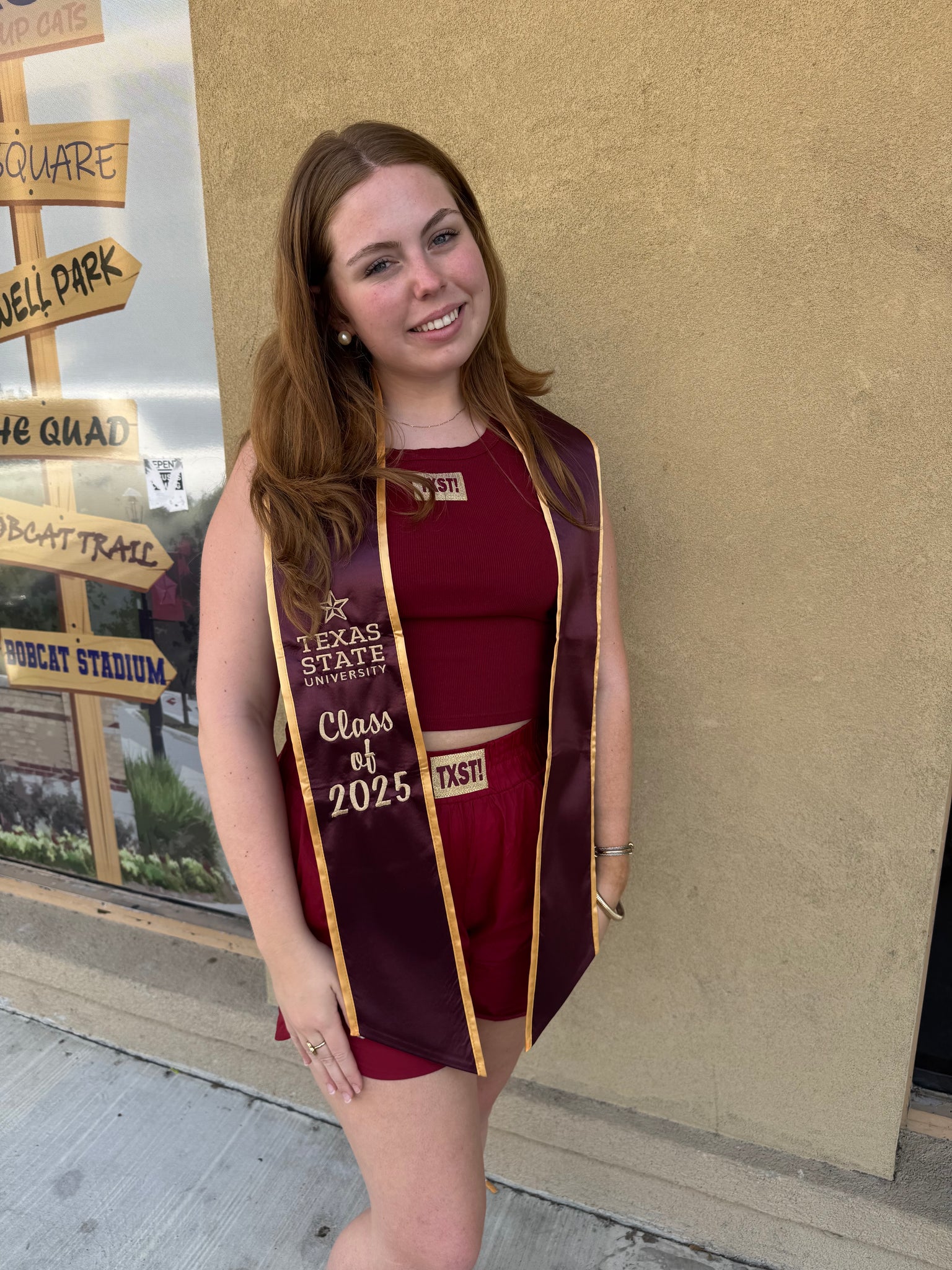 2025 TEXAS STATE MAROON & GOLD GRADUATION STOLE +2 CUSTOM ITEMS