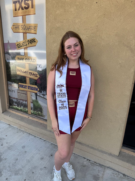 2026 White & Maroon Texas State Stole