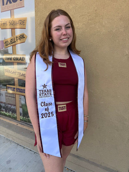 10% OFF 2025 MCCOY COLLEGE TEXAS STATE GRAD STOLE +1 CUSTOM ITEM