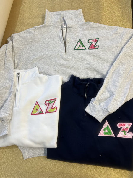 Greek Qtr. Zip Sweatshirt with Stitch Letters