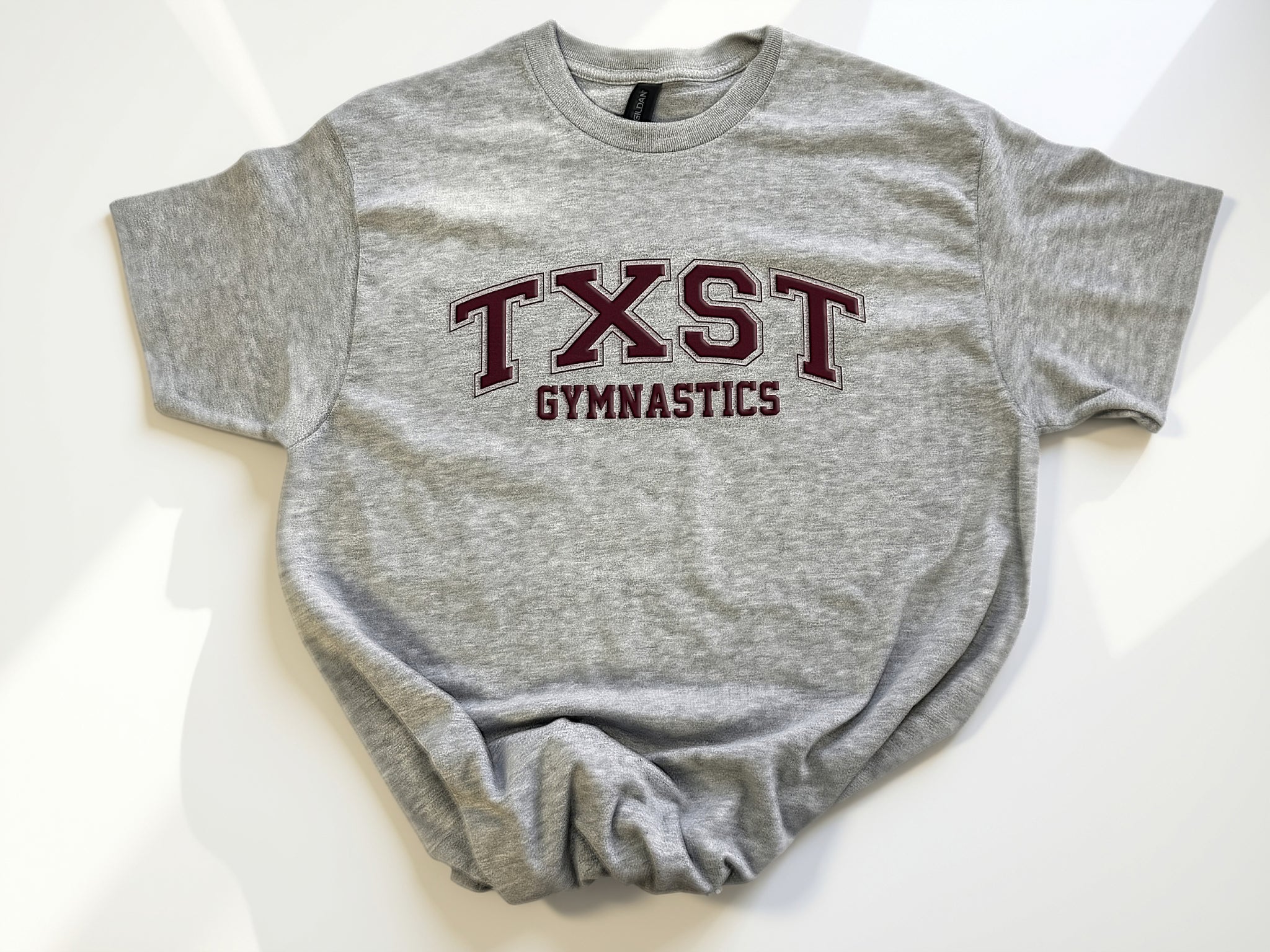 TXST Gymnastics Classic Arch Heather Gray Tee or Sweatshirt
