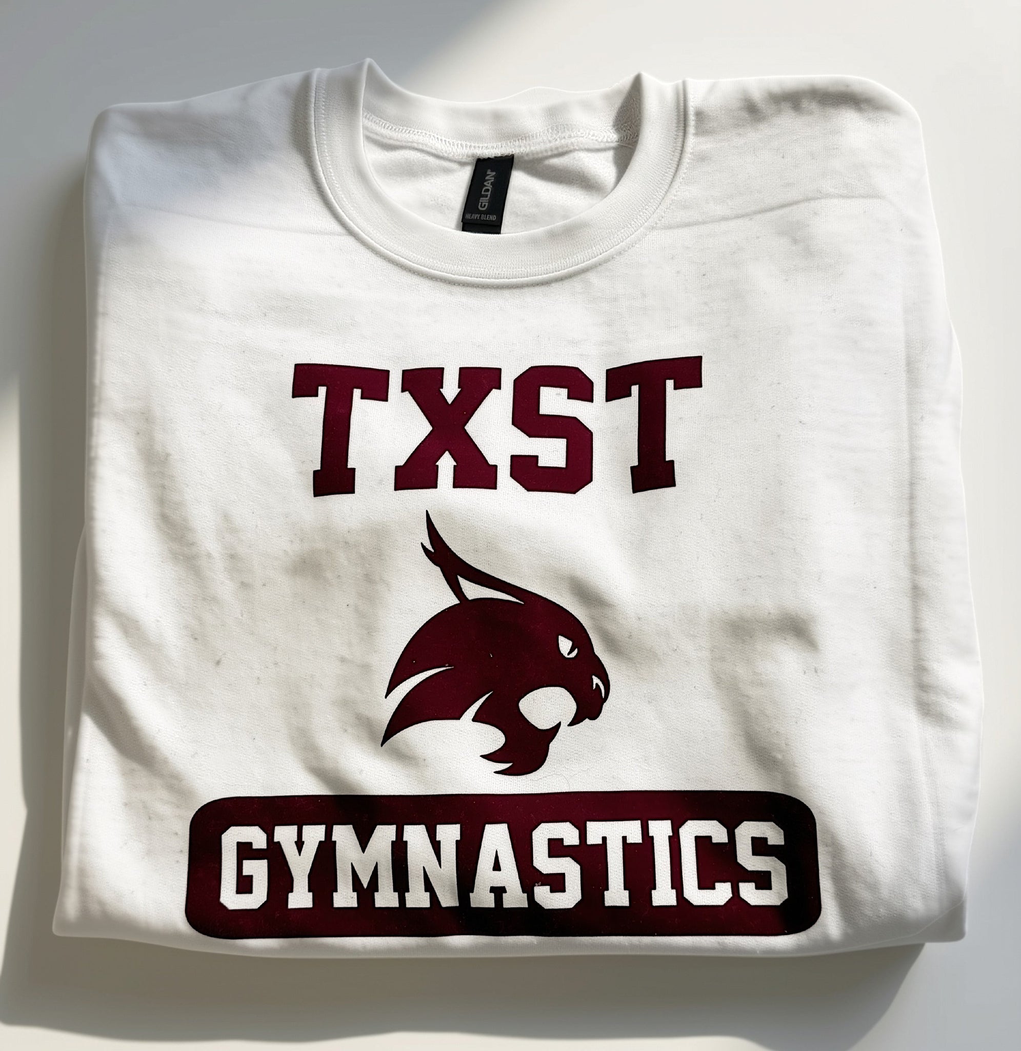 Texas State Gymnastics Bobcat Pride White Tee or Sweatshirt