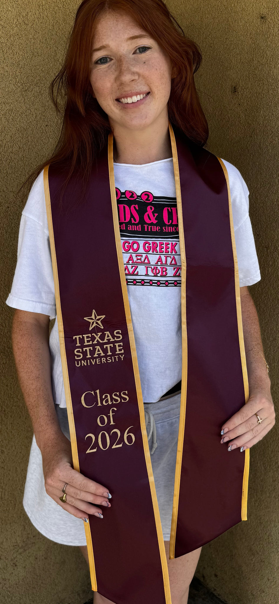 2026 Maroon & Gold Texas State Stole +FREE! Tee!