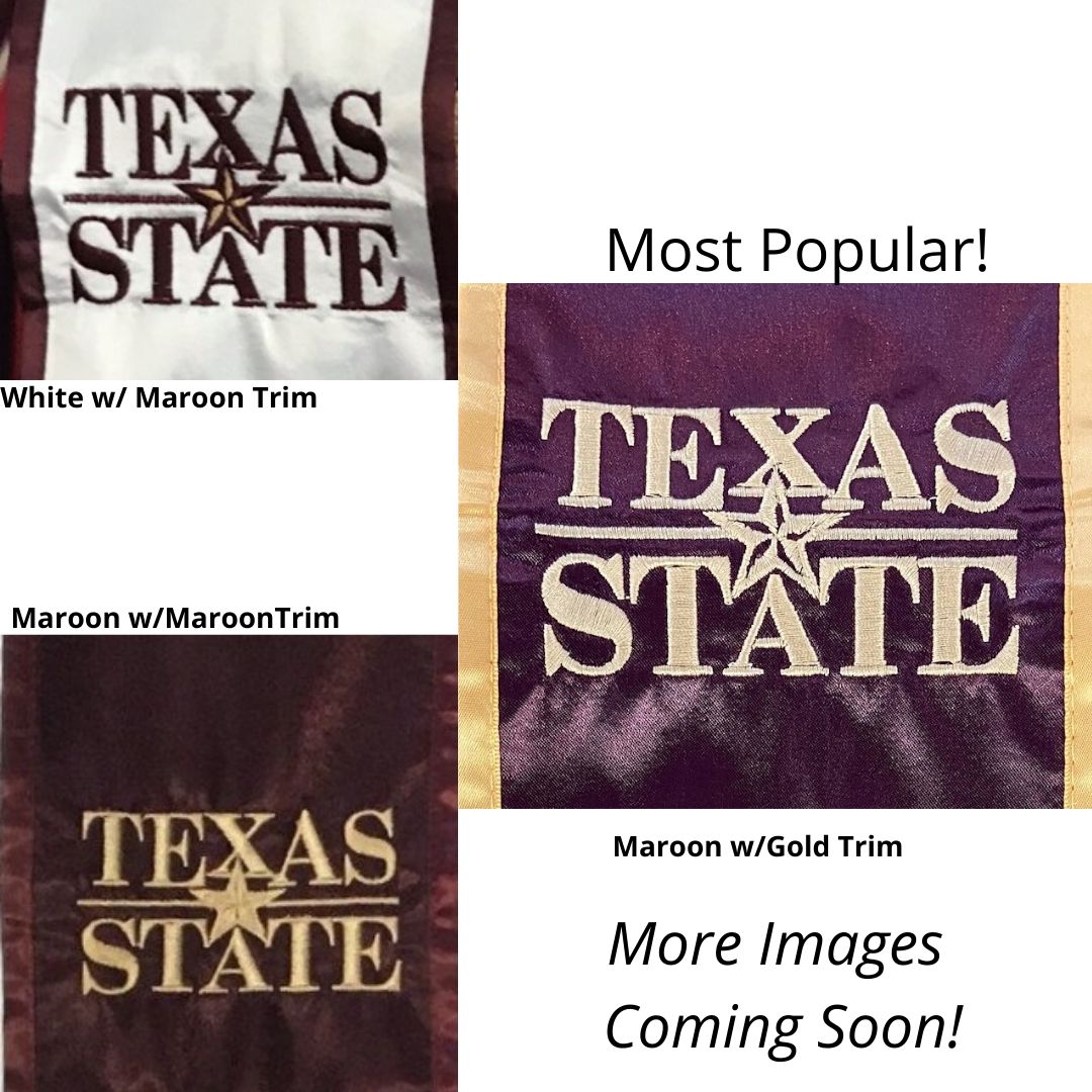 10% OFF 2025 MCCOY COLLEGE TEXAS STATE GRAD STOLE +1 CUSTOM ITEM