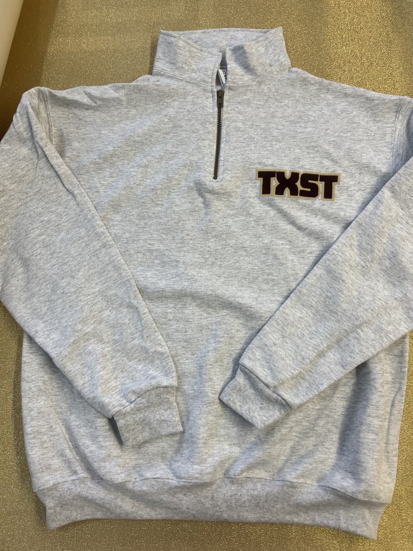 TXST - SWT Qtr. Zip Sweatshirt with Stitch Letters