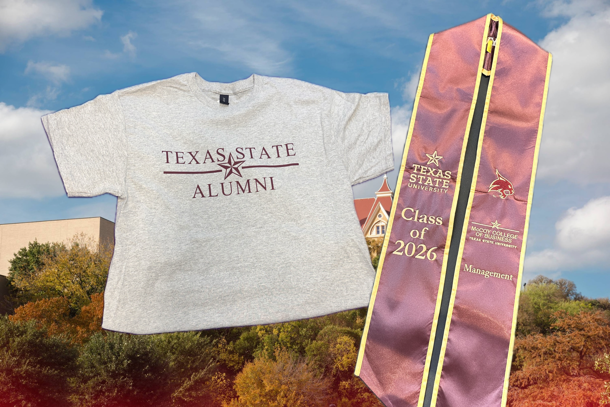 2026 Maroon and GoldTexas State Stole + Free SHIRT!