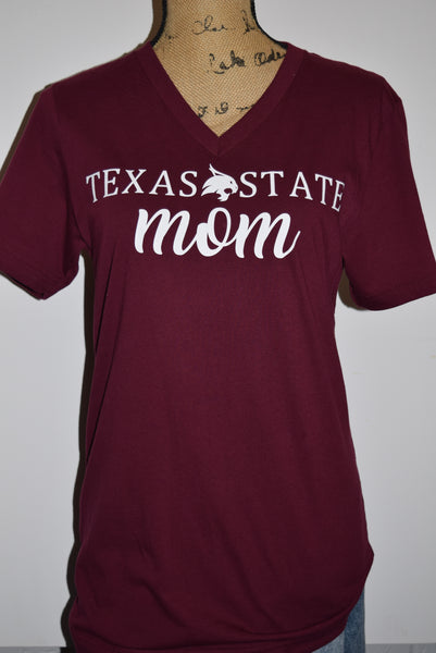 Texas State Mom V-Neck T-shirt