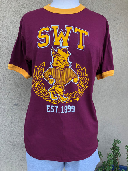 SWT Maroon Old Bobcat Ringer T-Shirt