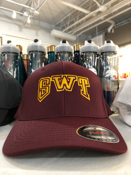 SWT in Gold on Maroon Embroidered on Maroon Fitted Hat