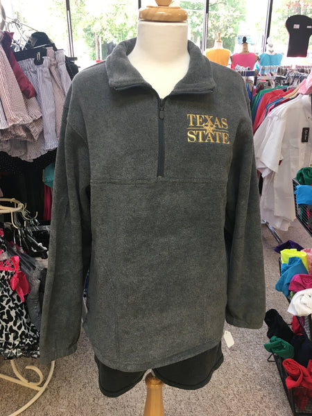 Texas State Logo Grey Quarter Zip Fleece Jacket