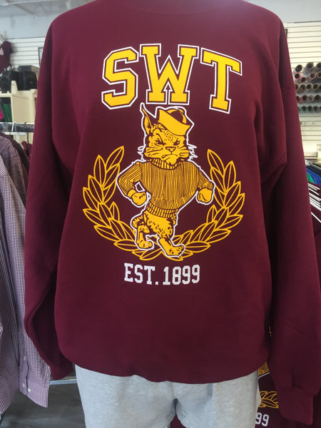 SWT Maroon Sweatshirt with Old Bobcat Logo